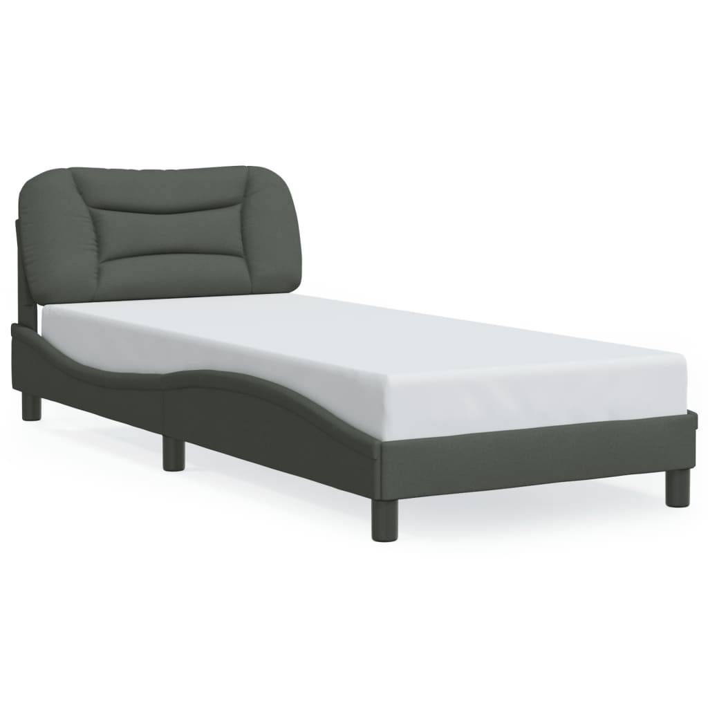 vidaXL Bettgestell mit LED ohne Matratze "Hvar" Dunkelgrau 90x200 cm Stoff