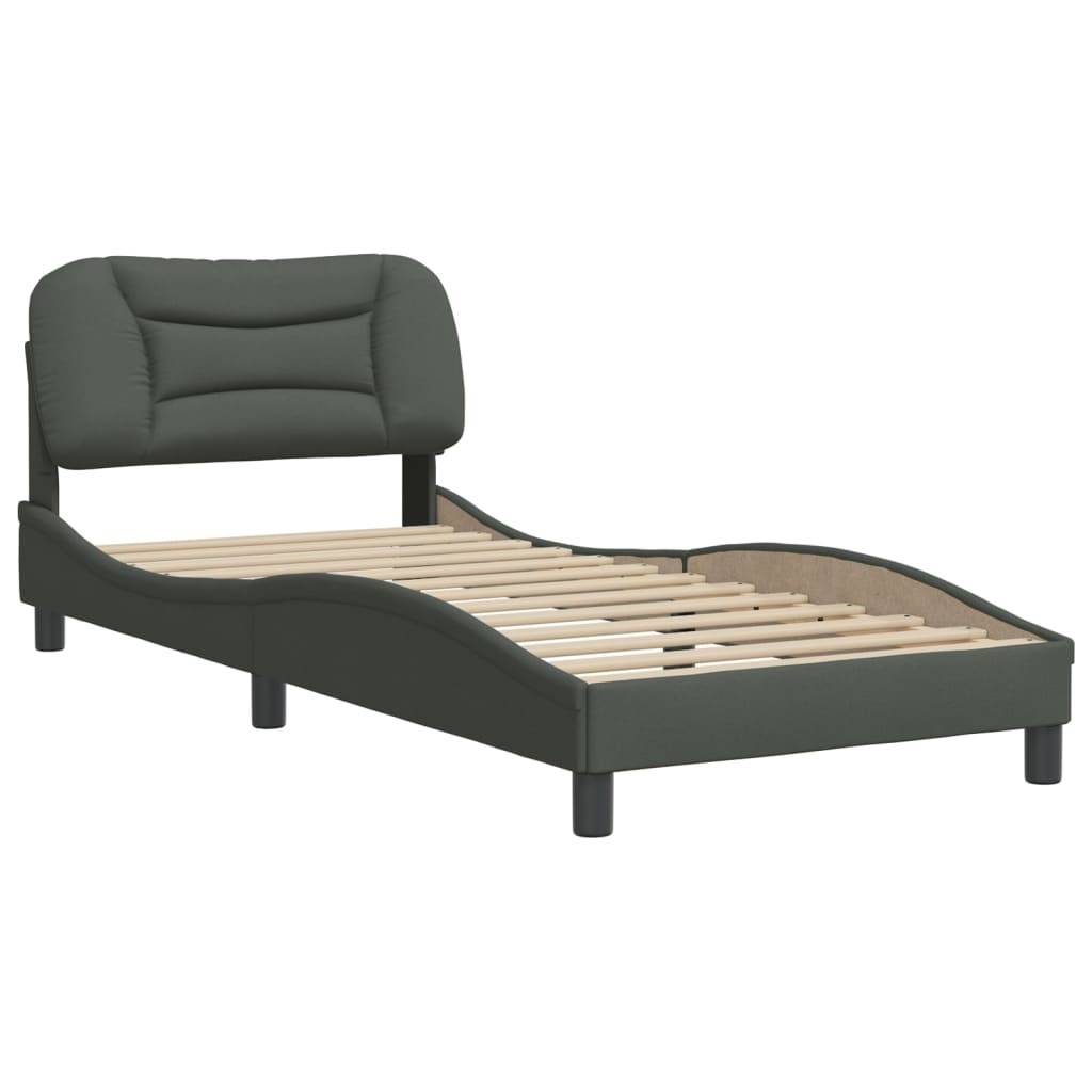 vidaXL Bettgestell ohne Matratze "Hvar" Dunkelgrau 90x200 cm Stoff