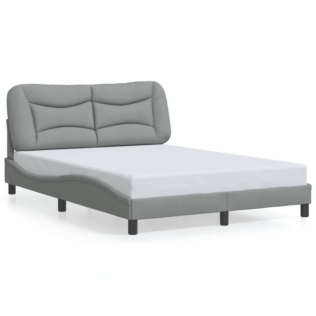 vidaXL Bettgestell ohne Matratze "Hvar" Hellgrau 140x200 cm Stoff