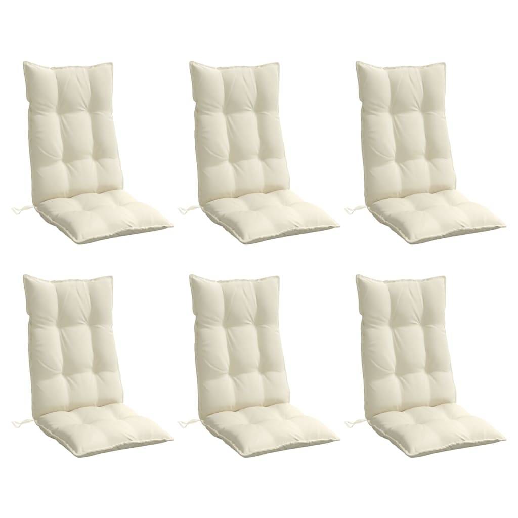 vidaXL Hochlehner-Auflagen 6 Stk. Creme Oxford-Gewebe