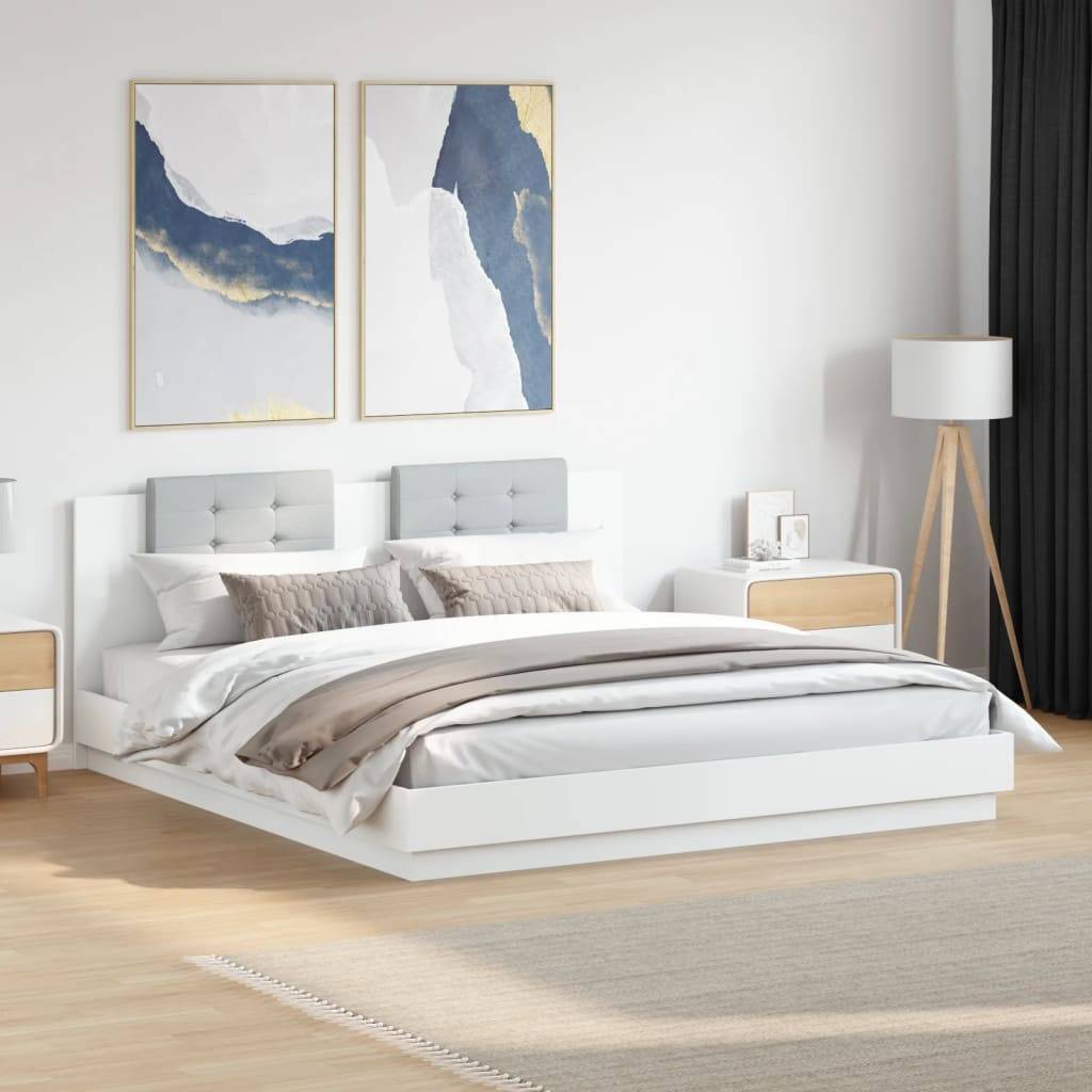 vidaXL Bettgestell mit Kopfteil Weiß 180x200 cm Holzwerkstoff