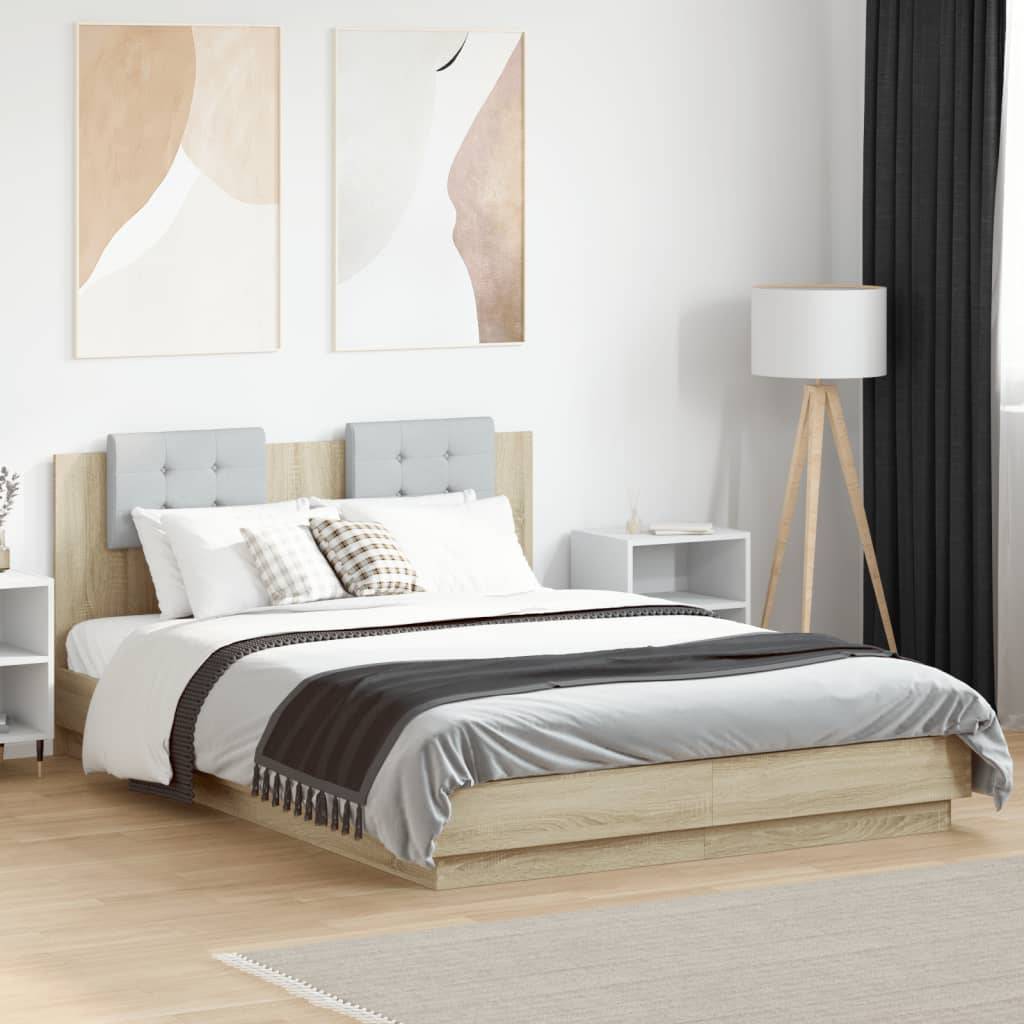 vidaXL Bettgestell mit Kopfteil Sonoma-Eiche 140x200 cm Holzwerkstoff