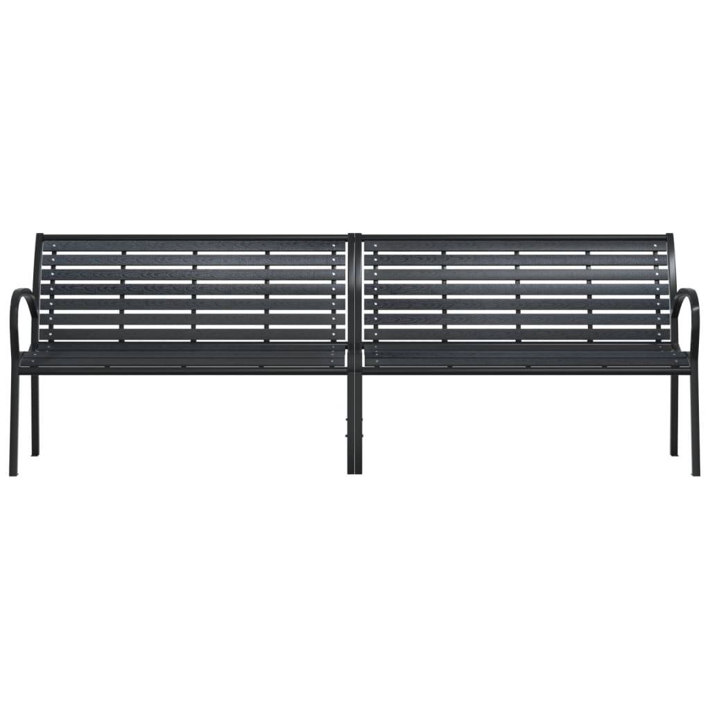 vidaXL Doppel-Gartenbank Schwarz 231 cm Stahl und WPC
