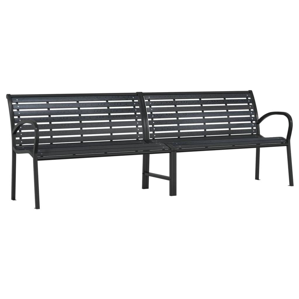 vidaXL Doppel-Gartenbank Schwarz 231 cm Stahl und WPC