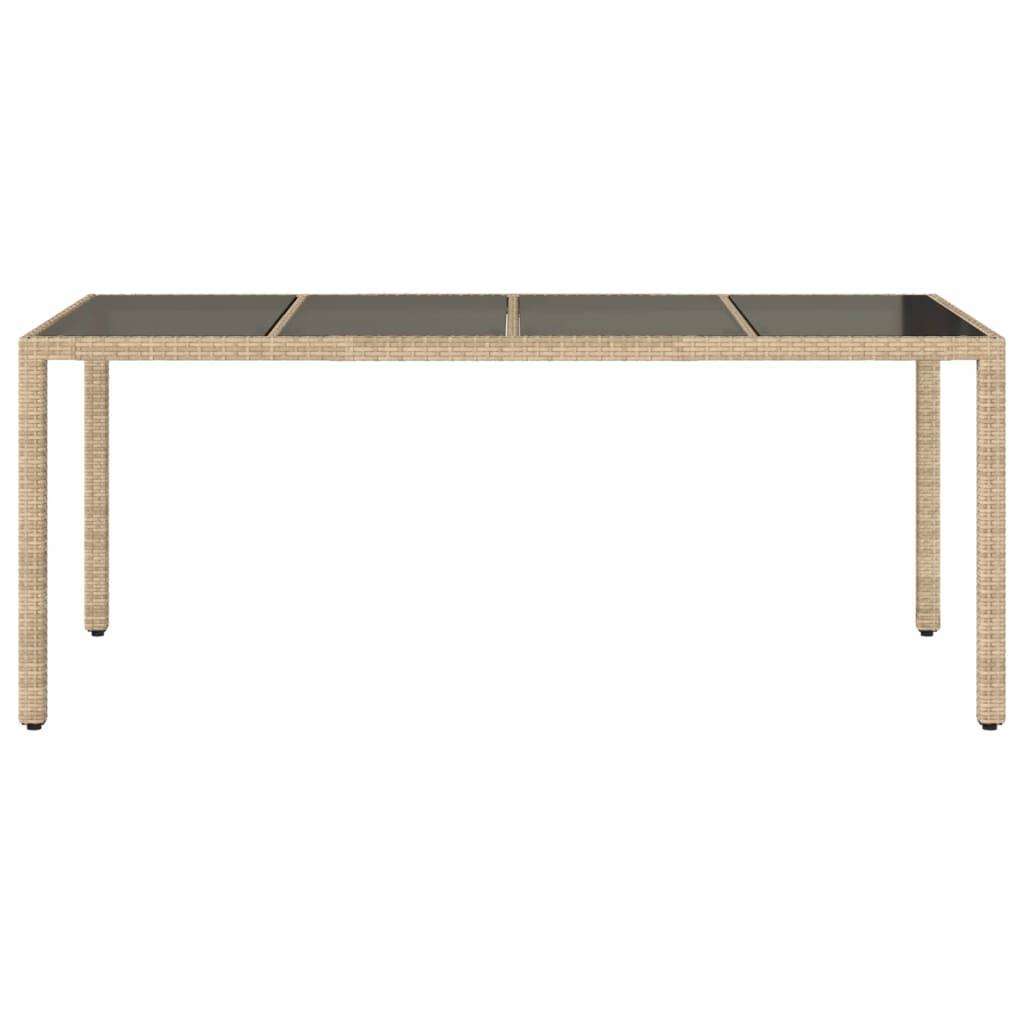 vidaXL Gartentisch mit Glasplatte Beige 190x90x75 cm Poly Rattan