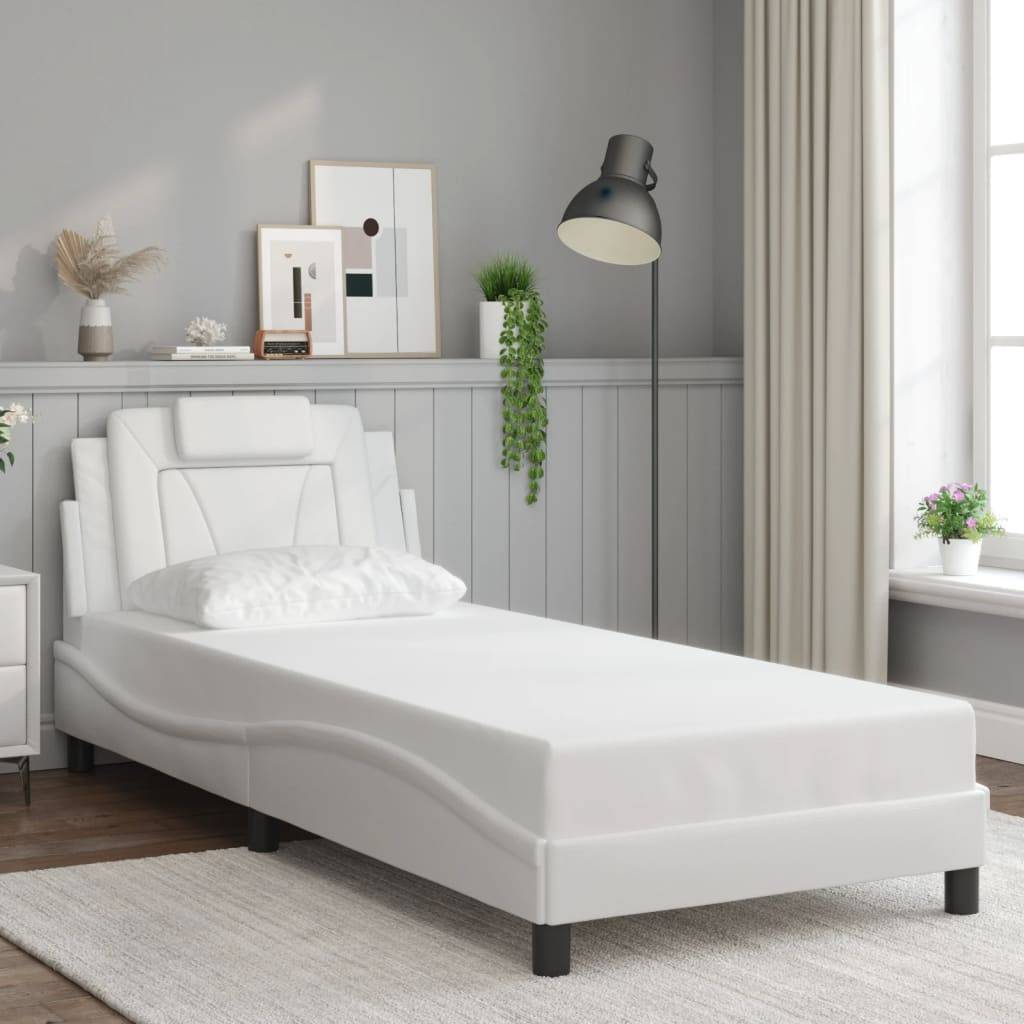 vidaXL Bettgestell "Viana" ohne Matratze Weiß 90x200 cm Kunstleder