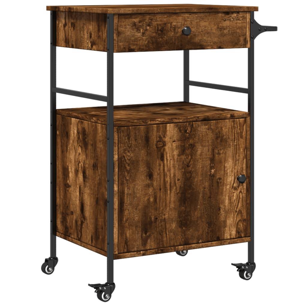 vidaXL Küchenwagen Räuchereiche 56x43x89,5 cm Holzwerkstoff
