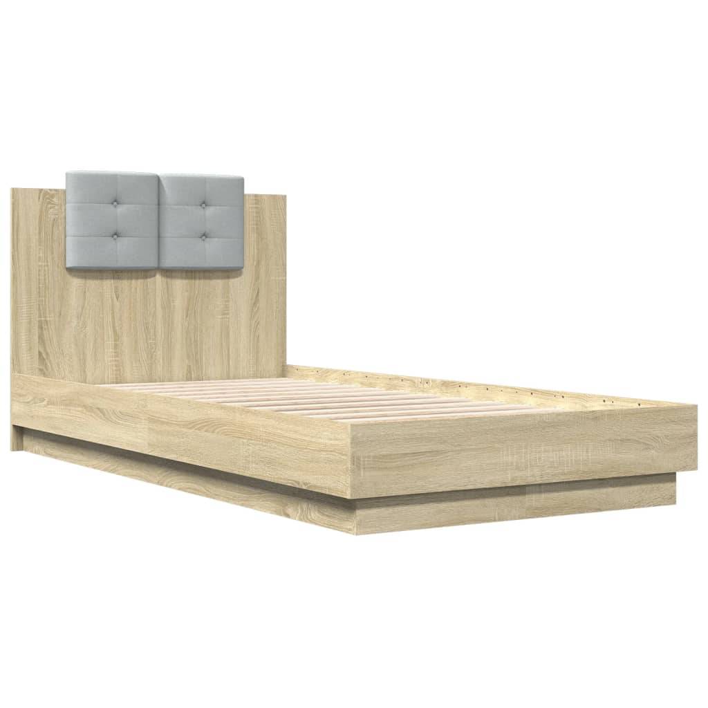 vidaXL Bettgestell mit Kopfteil Sonoma-Eiche 75x190 cm Holzwerkstoff