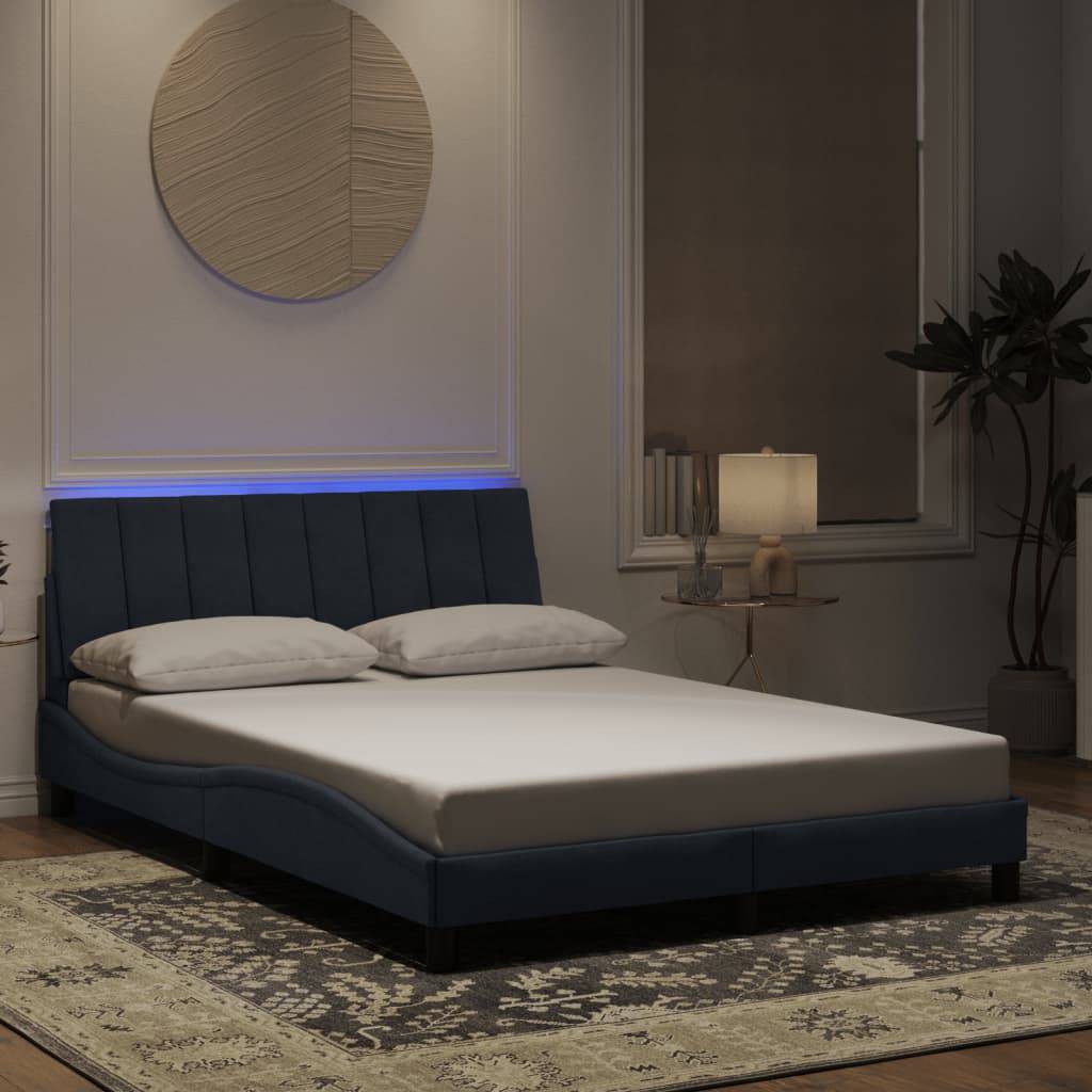 vidaXL Bettgestell mit LED ohne Matratze "Hanko" Dunkelgrau 140x200 cm Samt