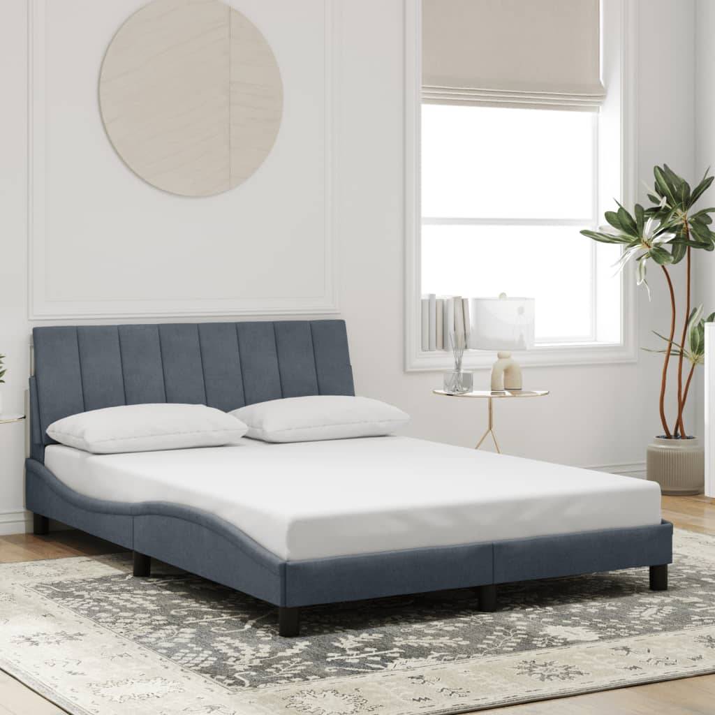 vidaXL Bettgestell mit LED ohne Matratze "Hanko" Dunkelgrau 140x200 cm Samt