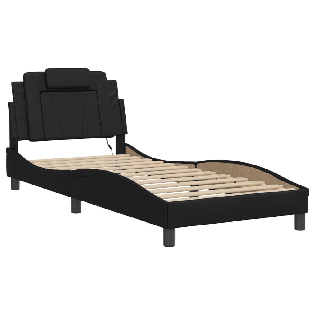 vidaXL Bettgestell "Viana" mit LED ohne Matratze Schwarz 80x200 cm Kunstleder