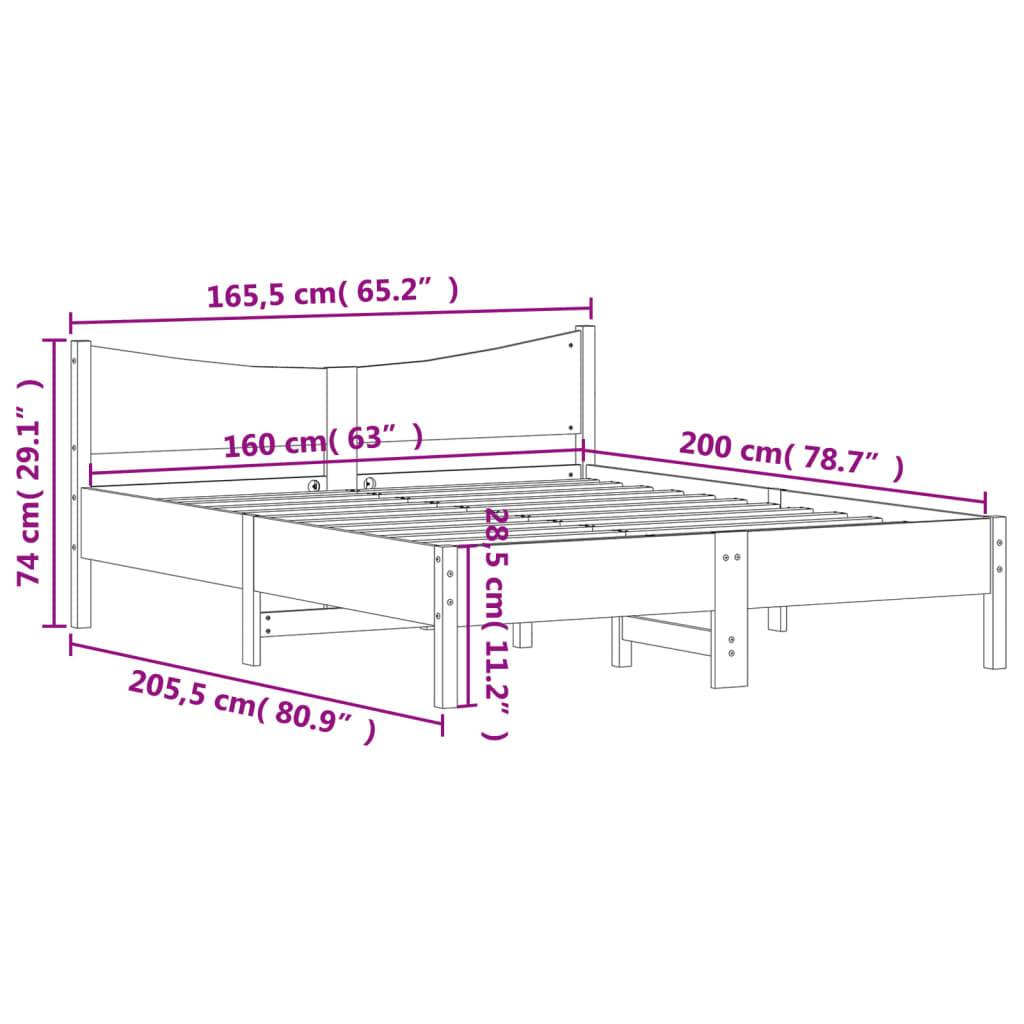 vidaXL Massivholzbett ohne Matratze 160x200 cm Kiefernholz
