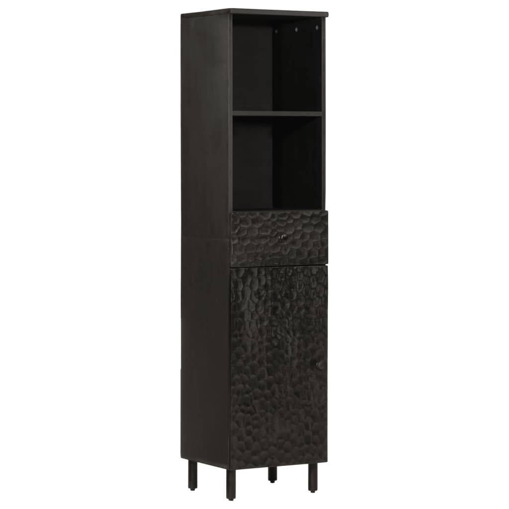 vidaXL Badschrank Schwarz 38x33x160 cm Massivholz Mango