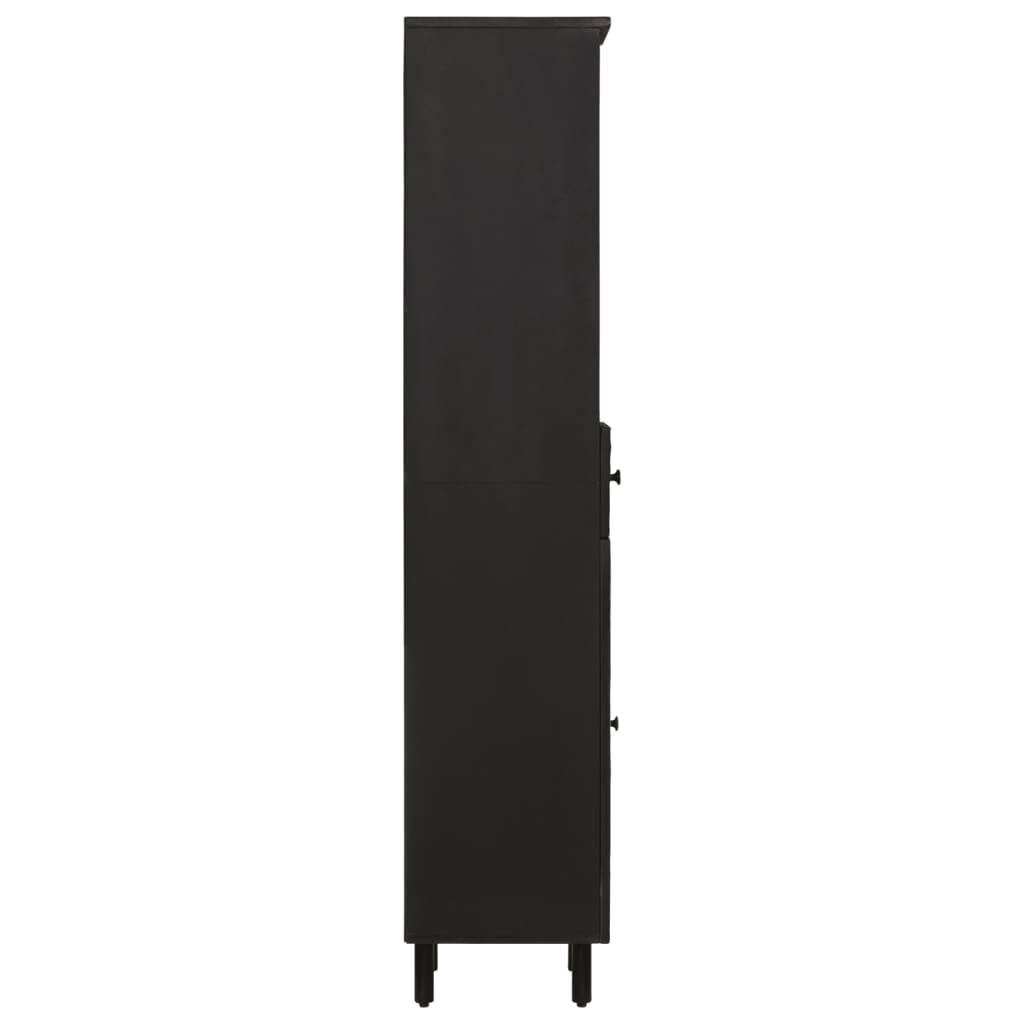 vidaXL Badschrank Schwarz 38x33x160 cm Massivholz Mango