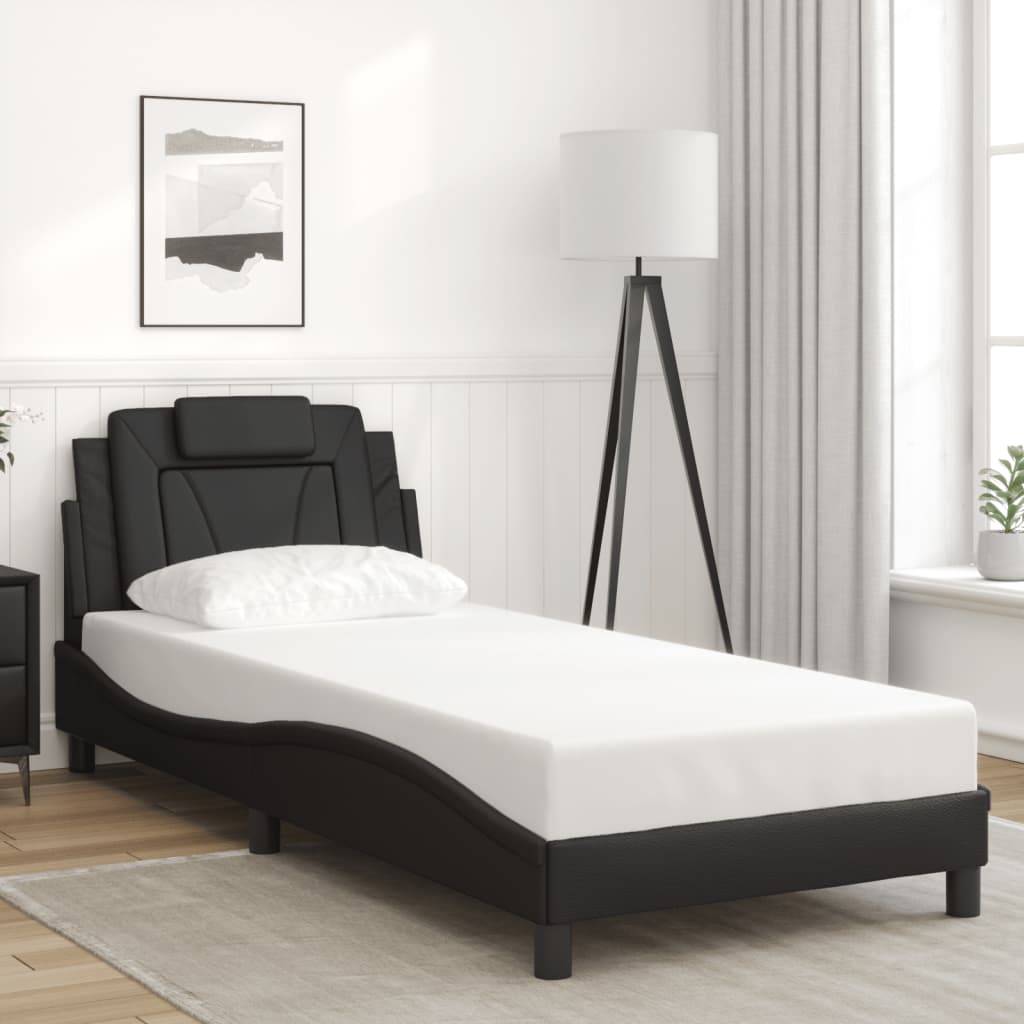 vidaXL Bettgestell "Viana" mit LED ohne Matratze Schwarz 80x200 cm Kunstleder