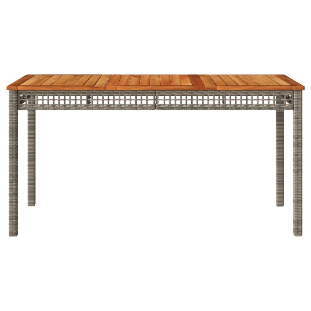 vidaXL Gartentisch Grau 140x80x75 cm Poly Rattan Akazienholz