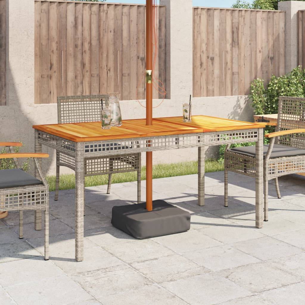 vidaXL Gartentisch Grau 140x80x75 cm Poly Rattan Akazienholz