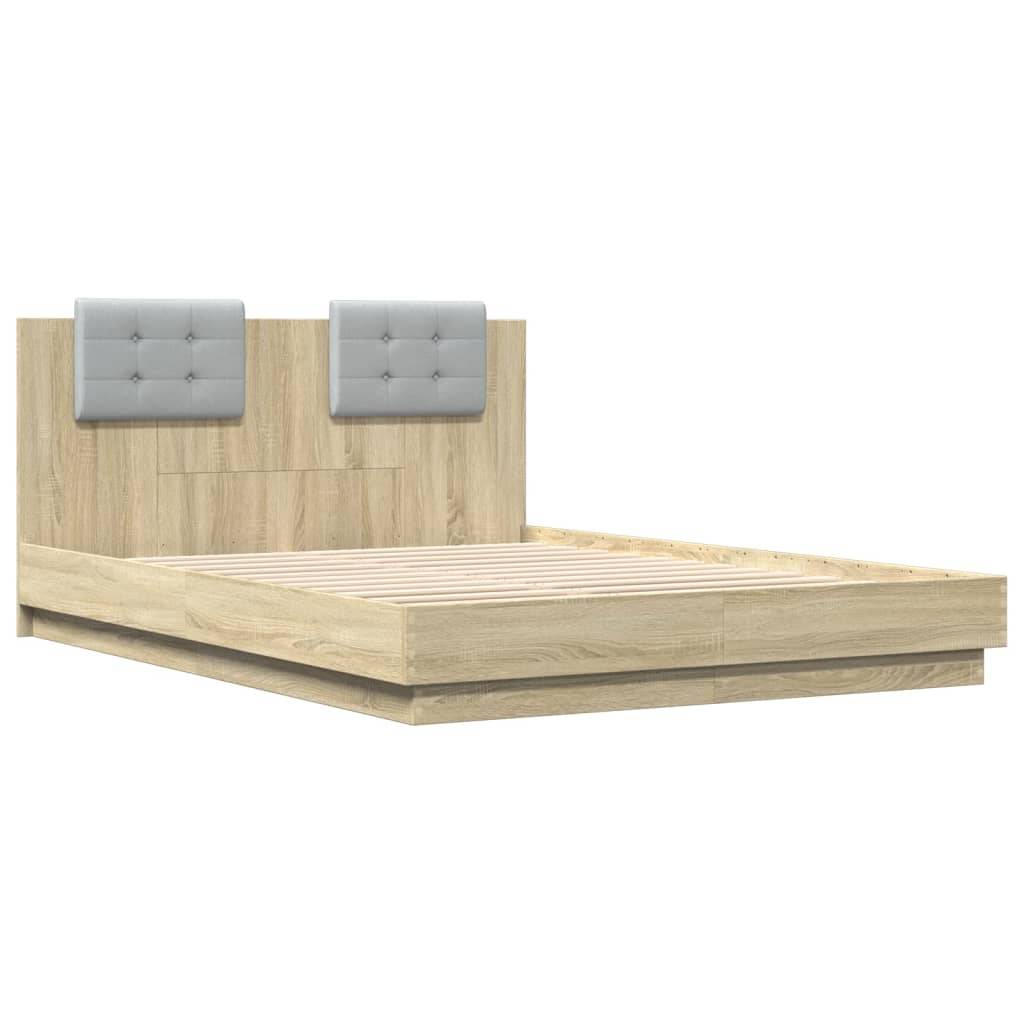 vidaXL Bettgestell mit Kopfteil Sonoma-Eiche 140x200 cm Holzwerkstoff