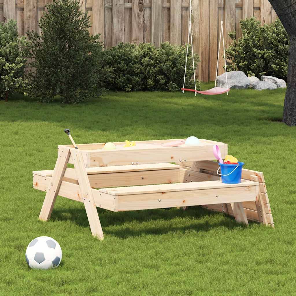 vidaXL Picknicktisch mit Sandkasten für Kinder Massivholz Kiefer