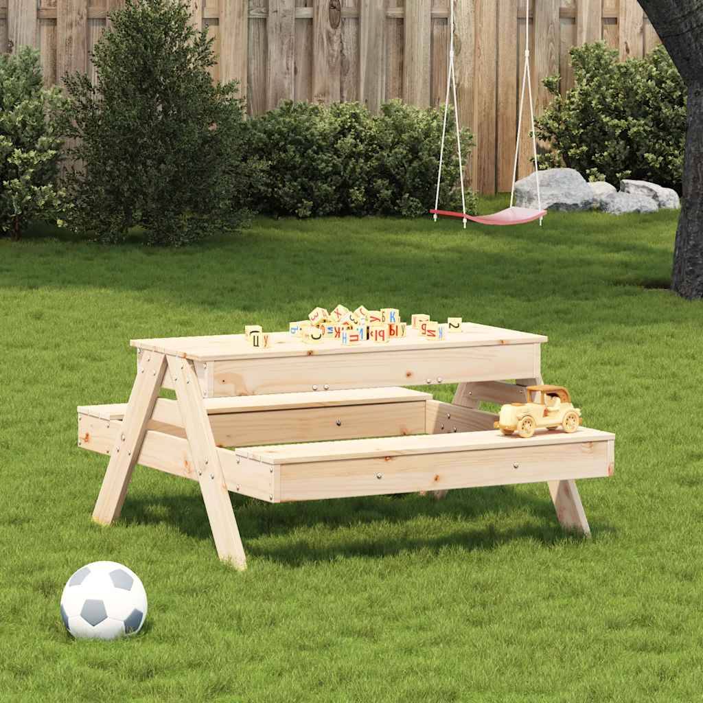 vidaXL Picknicktisch mit Sandkasten für Kinder Massivholz Kiefer