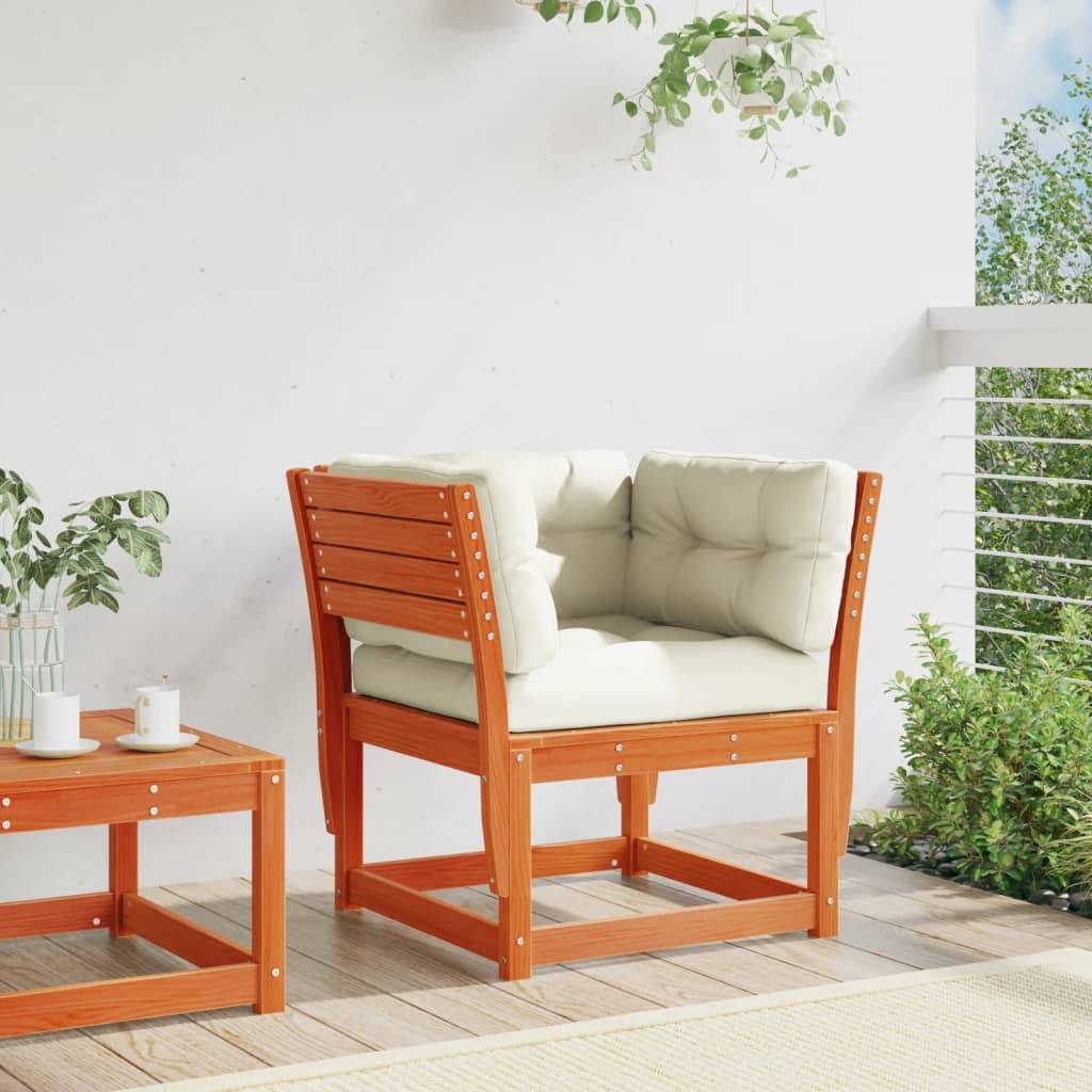 vidaXL Gartensofa mit Armlehnen und Kissen Braun Massivholz Kiefer