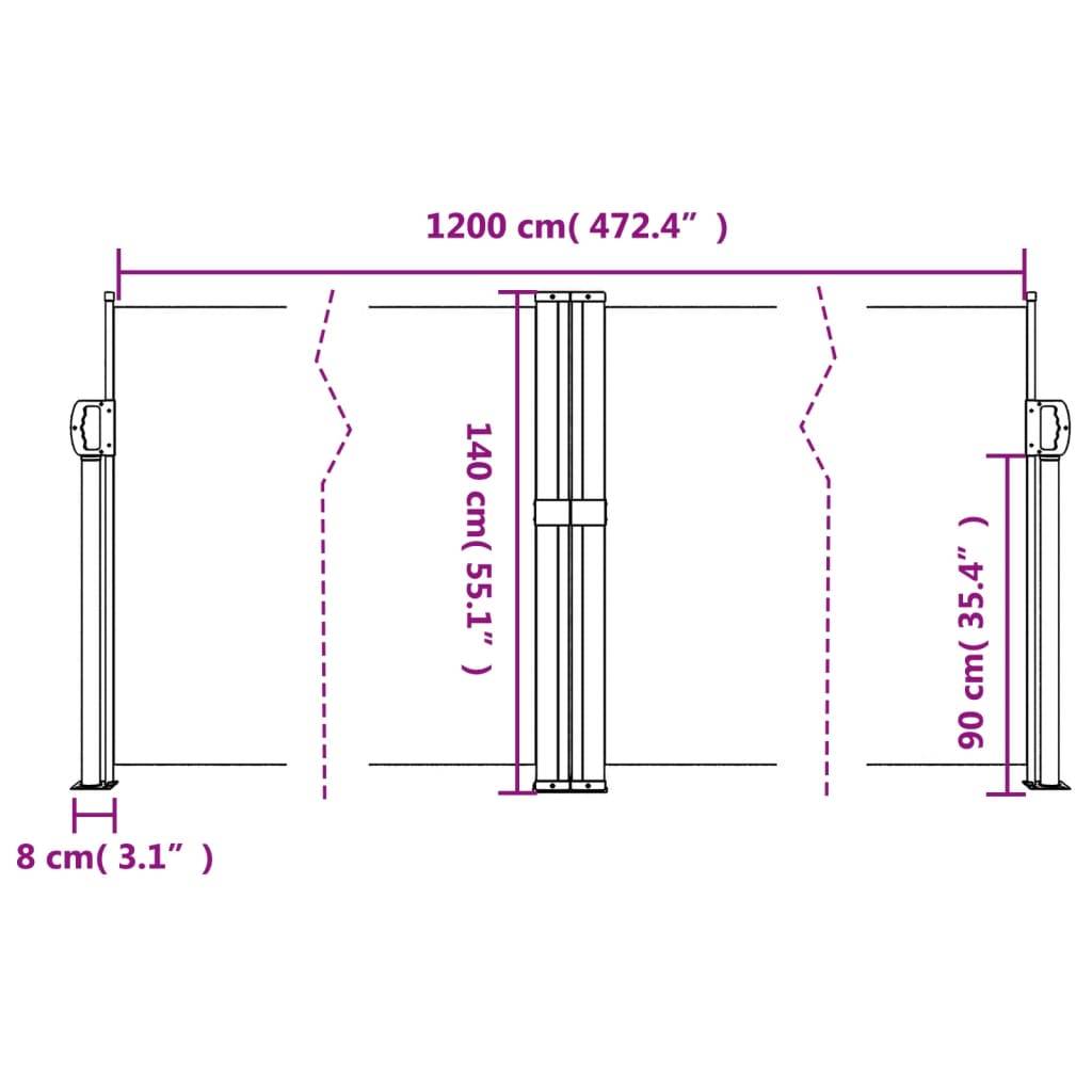 vidaXL Seitenmarkise Ausziehbar Dunkelgrün 140x1200 cm