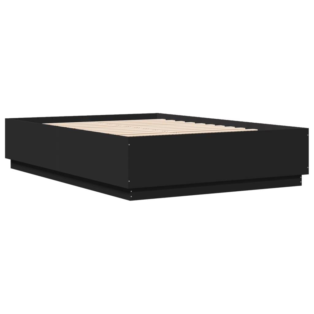 vidaXL Bettgestell mit LED ohne Matratze Schwarz 150x200 cm