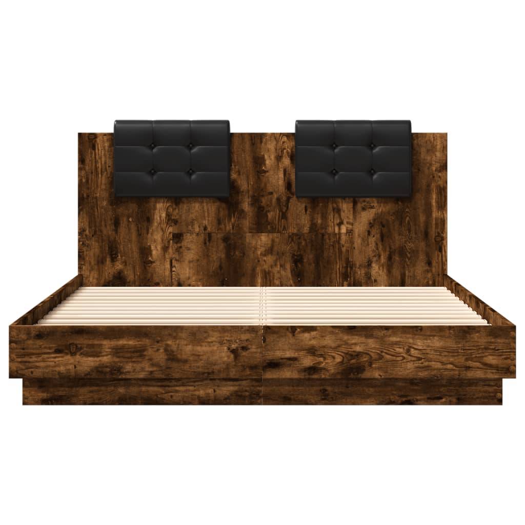 vidaXL Bettgestell mit Kopfteil Räuchereiche 120x200 cm Holzwerkstoff