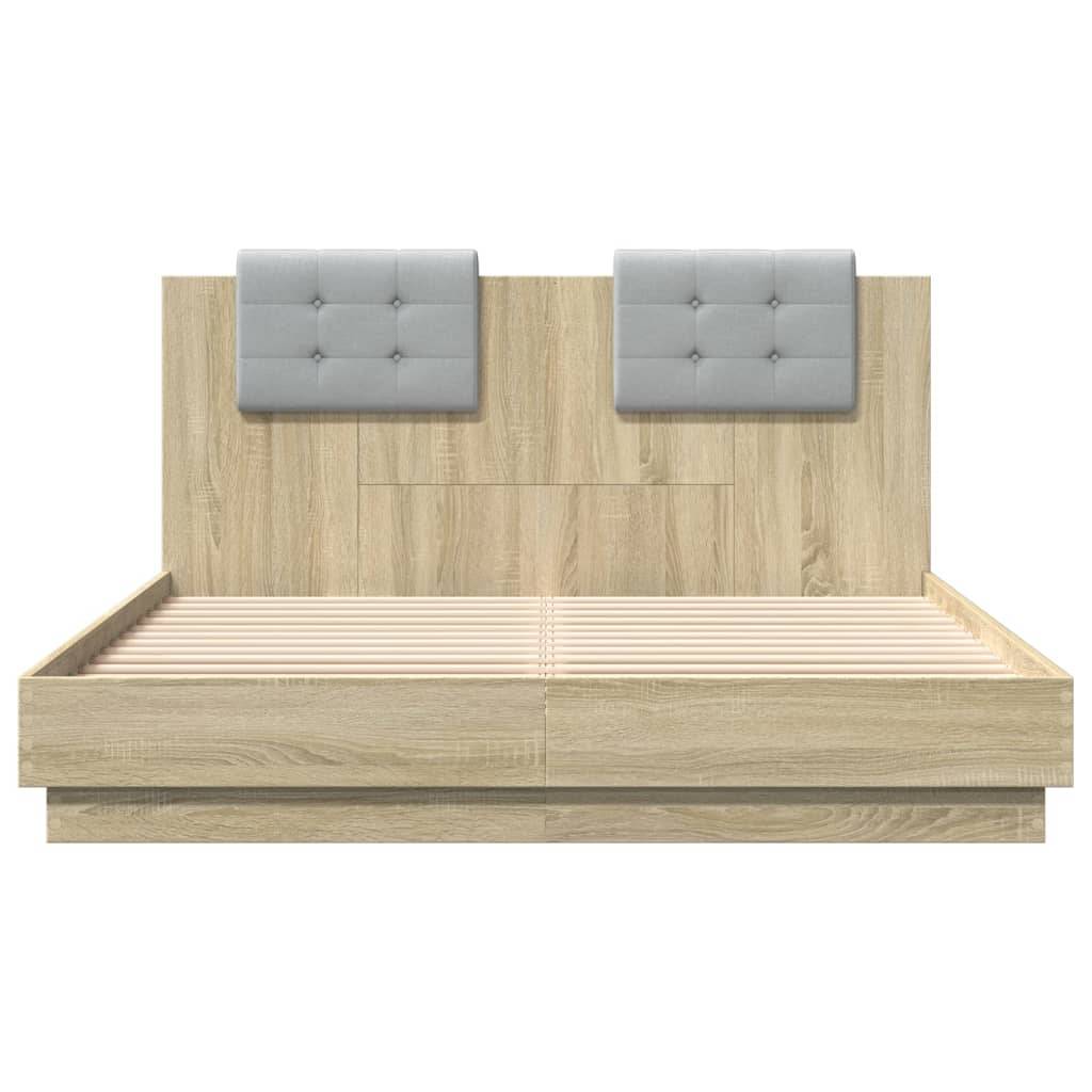 vidaXL Bettgestell mit Kopfteil Sonoma-Eiche 140x200 cm Holzwerkstoff