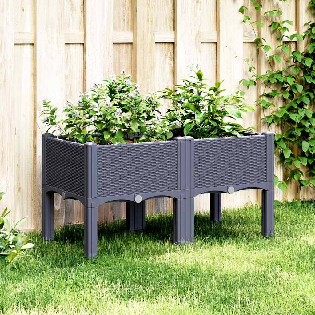 vidaXL Pflanzkasten mit Beinen Blaugrau 80x40x42 cm PP
