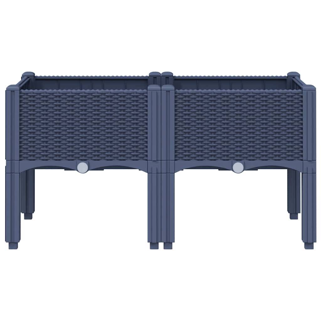 vidaXL Pflanzkasten mit Beinen Blaugrau 80x40x42 cm PP