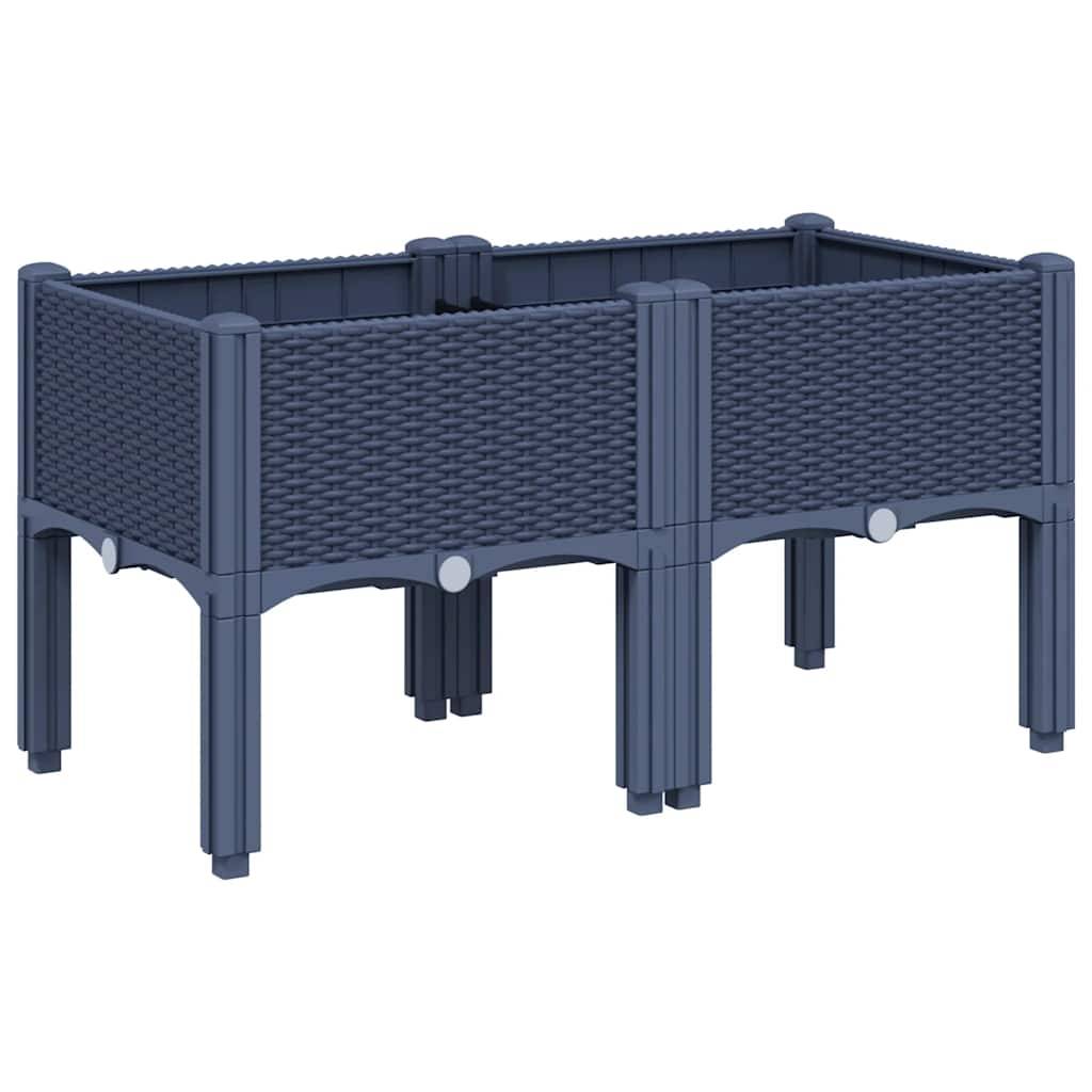 vidaXL Pflanzkasten mit Beinen Blaugrau 80x40x42 cm PP