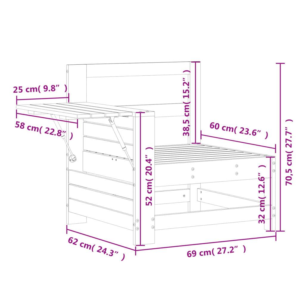 vidaXL Gartensofa mit Armlehne und Beistelltisch Massivholz Douglasie