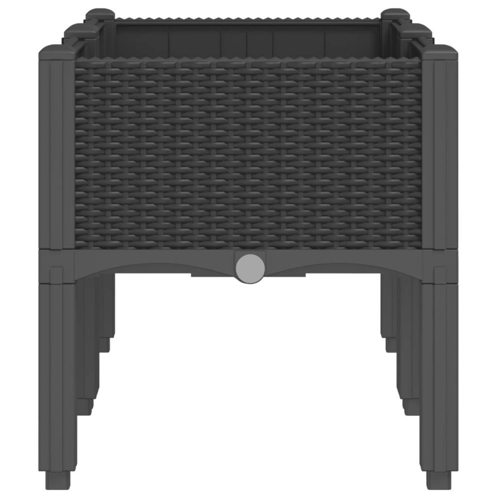 vidaXL Pflanzkasten mit Beinen Schwarz 80x40x42 cm PP