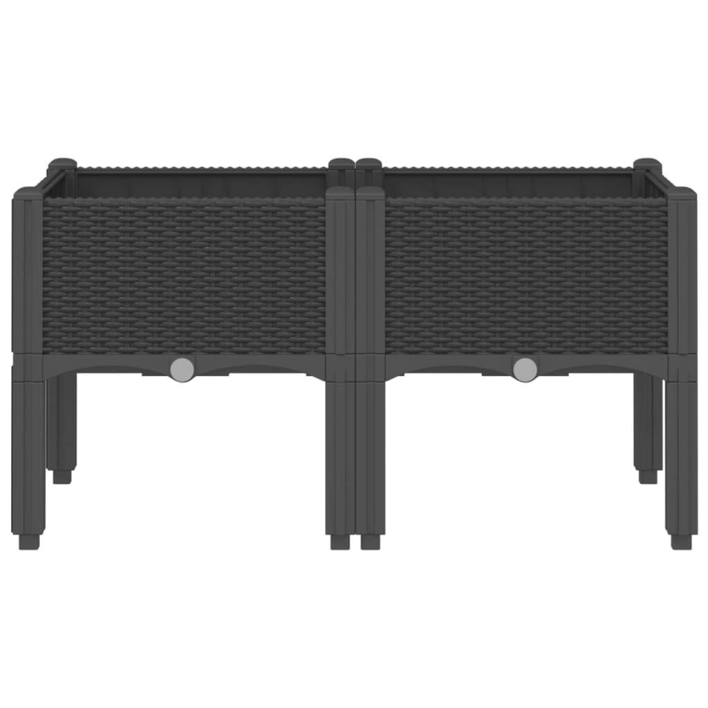 vidaXL Pflanzkasten mit Beinen Schwarz 80x40x42 cm PP