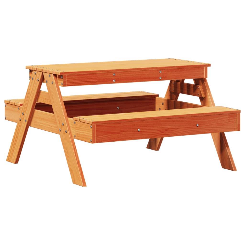 vidaXL Picknicktisch für Kinder Wachsbraun 88x97x52 cm Massivholz
