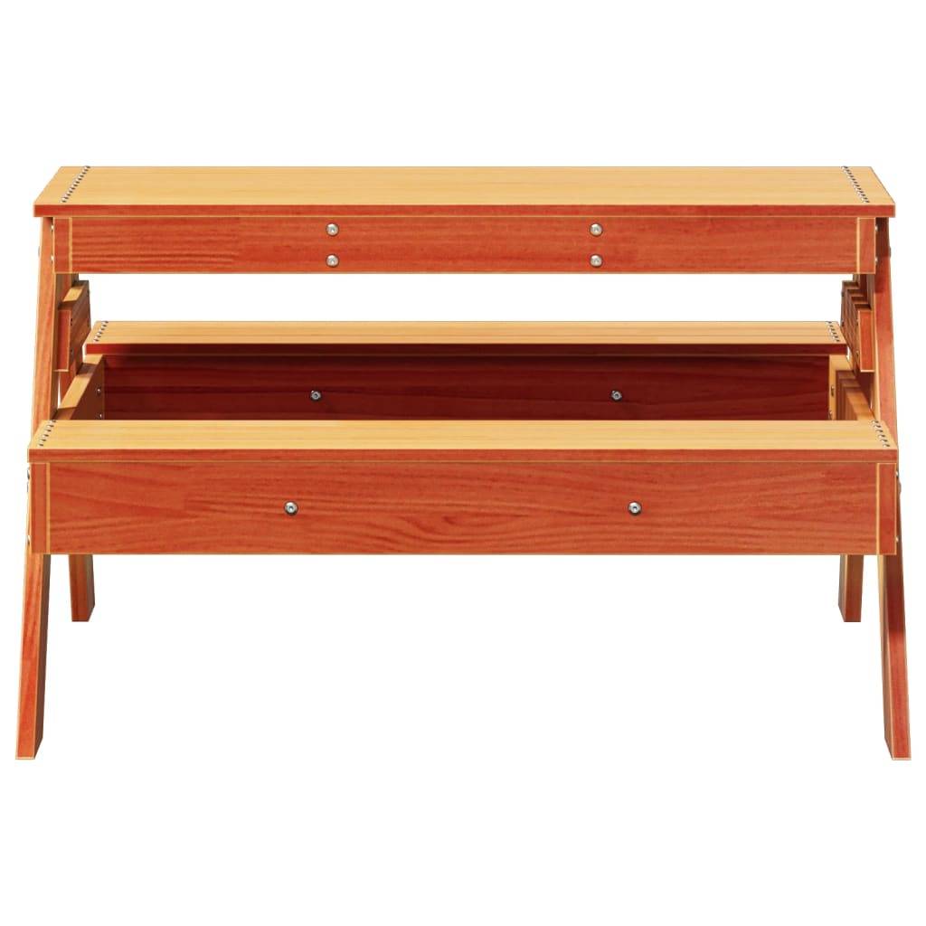 vidaXL Picknicktisch für Kinder Wachsbraun 88x97x52 cm Massivholz