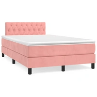 vidaXL Boxspringbett mit Matratze Rosa 120x200 cm Samt vidaXL Boxspringbett mit Matratze Rosa 120x200 cm Samt