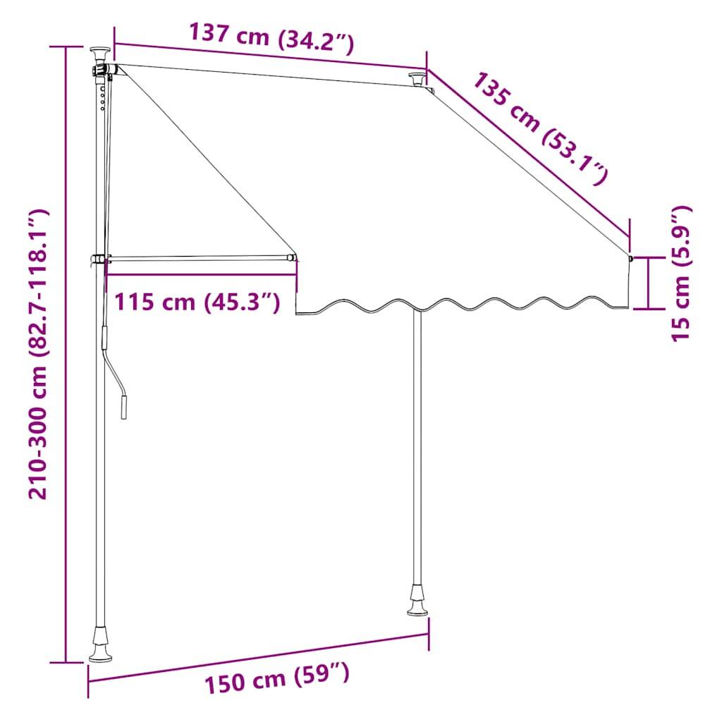 vidaXL Einziehbare Markise Handbetrieben mit LED 150 cm Orange Braun