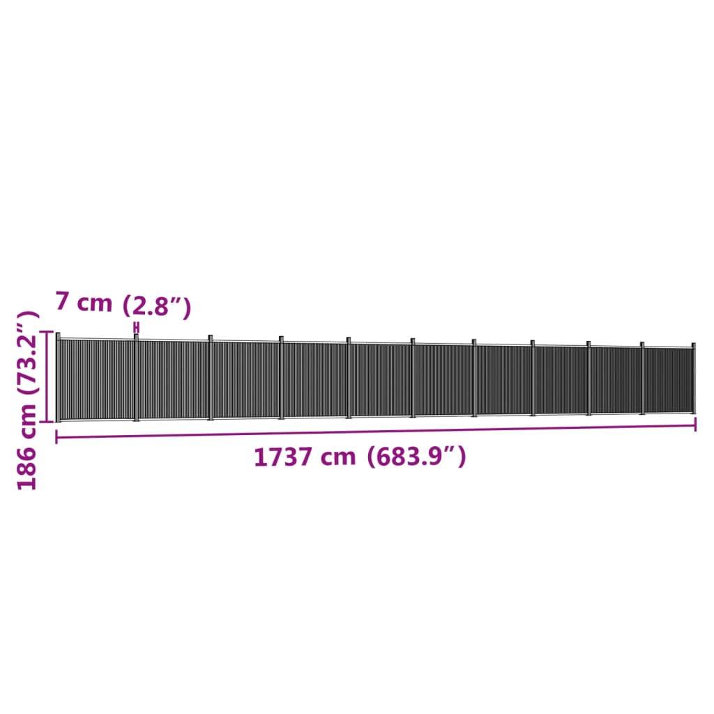 vidaXL Zaunelement Grau 1737x186 cm WPC