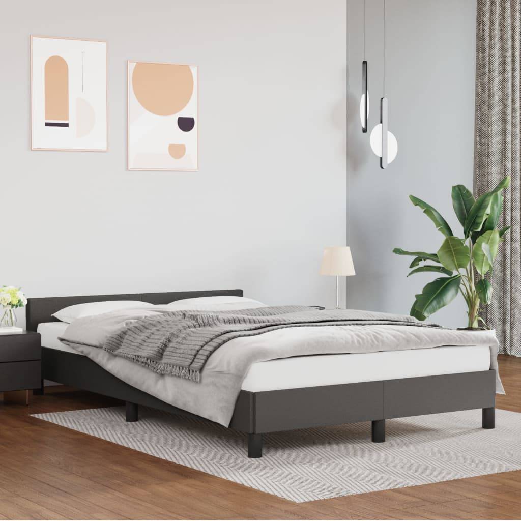 vidaXL Bettgestell ohne Matratze Grau 120x190 cm Kunstleder