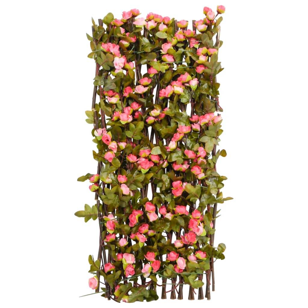 vidaXL Rankgitter mit Künstlichem Efeu Erweiterbar Dunkelrosa 180x60cm