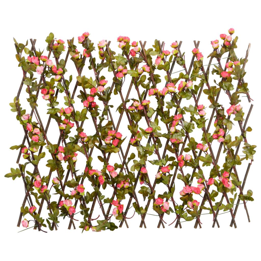 vidaXL Rankgitter mit Künstlichem Efeu Erweiterbar Dunkelrosa 180x60cm