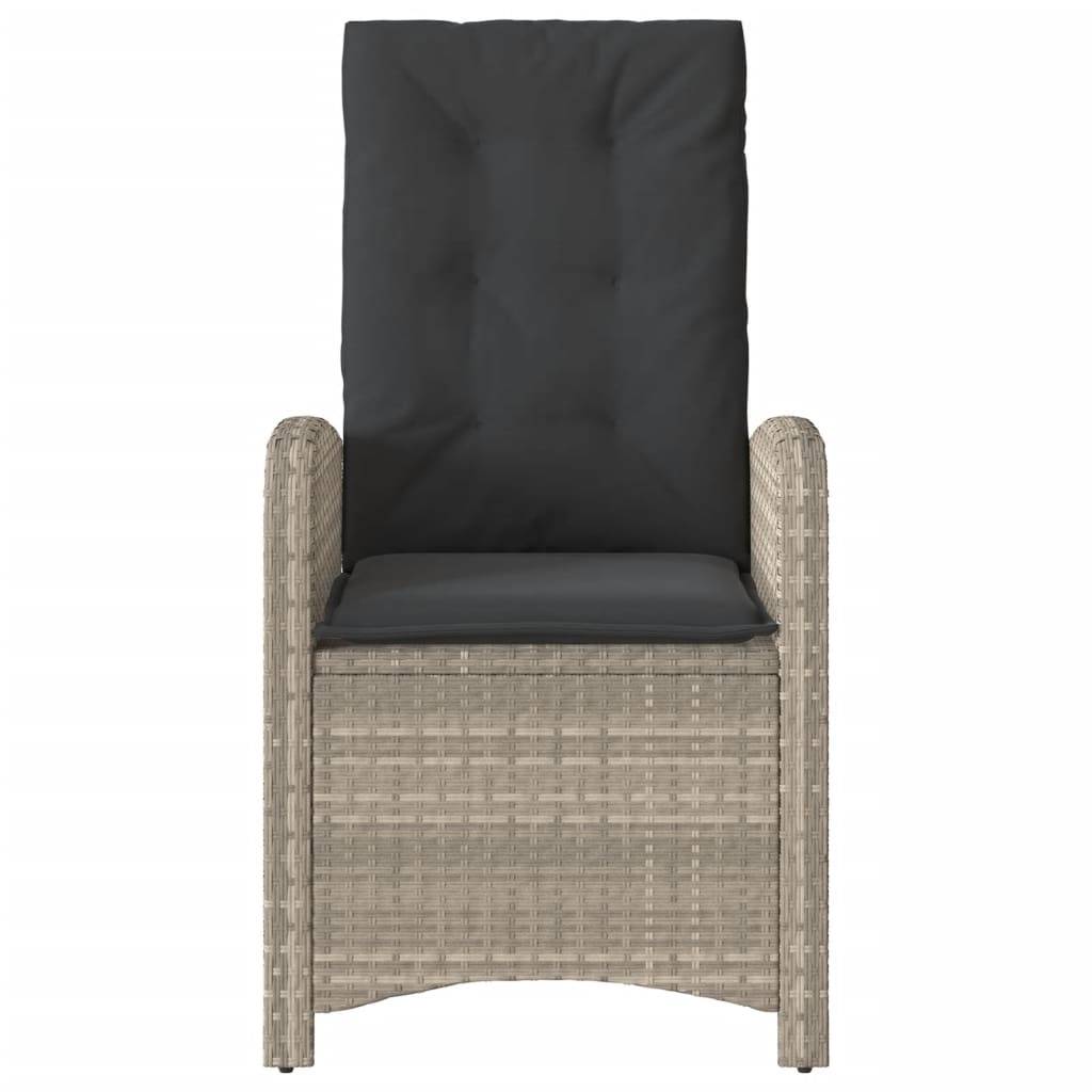 vidaXL Gartensessel mit Kissen Verstellbar Hellgrau Poly Rattan