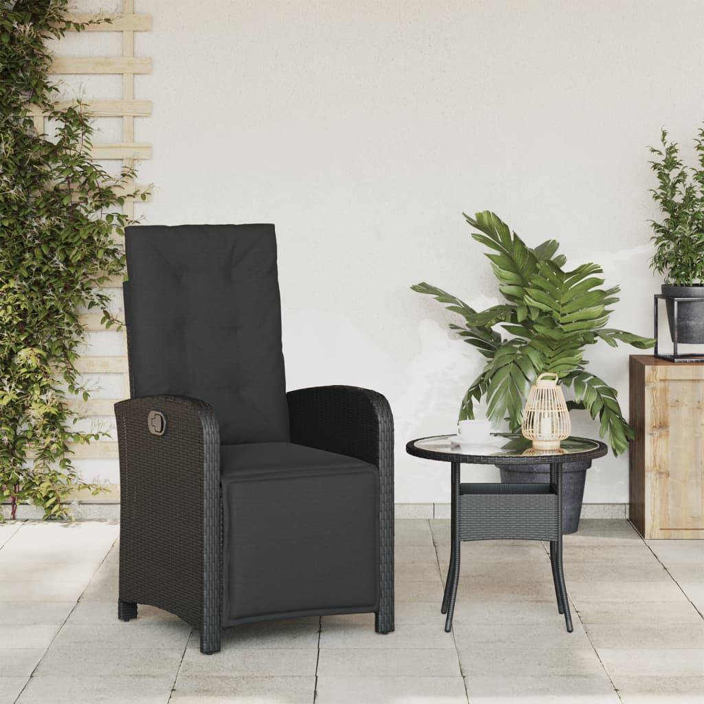 vidaXL Gartensessel mit Fußteil Verstellbar Schwarz Poly Rattan