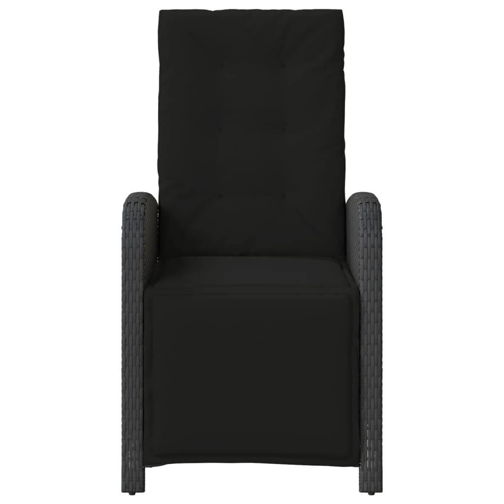 vidaXL Gartensessel mit Fußteil Verstellbar Schwarz Poly Rattan