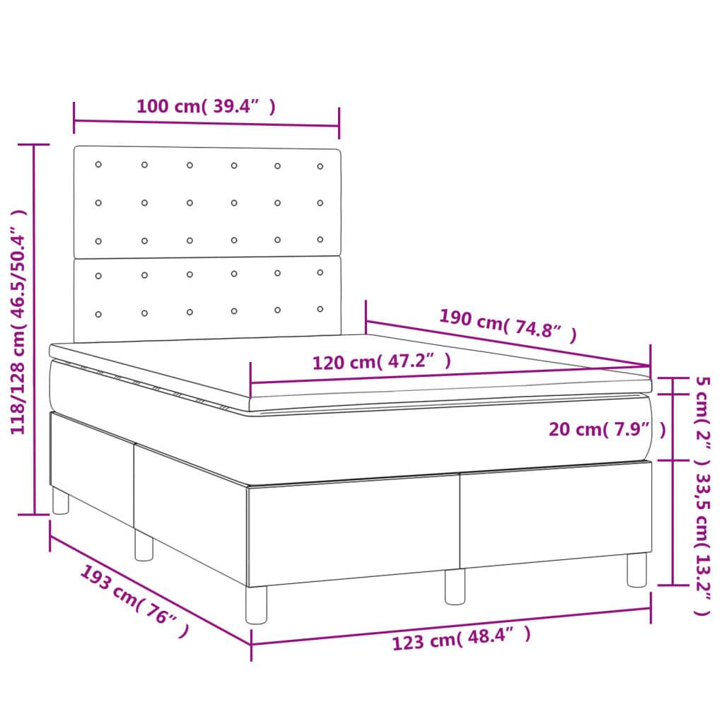 vidaXL Boxspringbett mit Matratze & LED Creme 120x190 cm Stoff