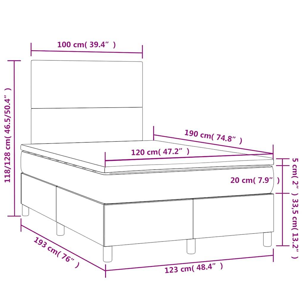 vidaXL Boxspringbett mit Matratze & LED Dunkelblau 120x190 cm Samt