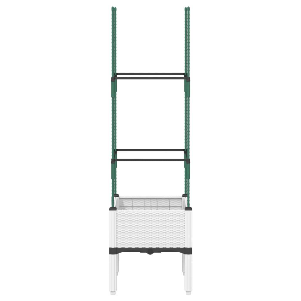 vidaXL Pflanzkübel mit Rankgitter Weiß 40x40x142,5 cm PP