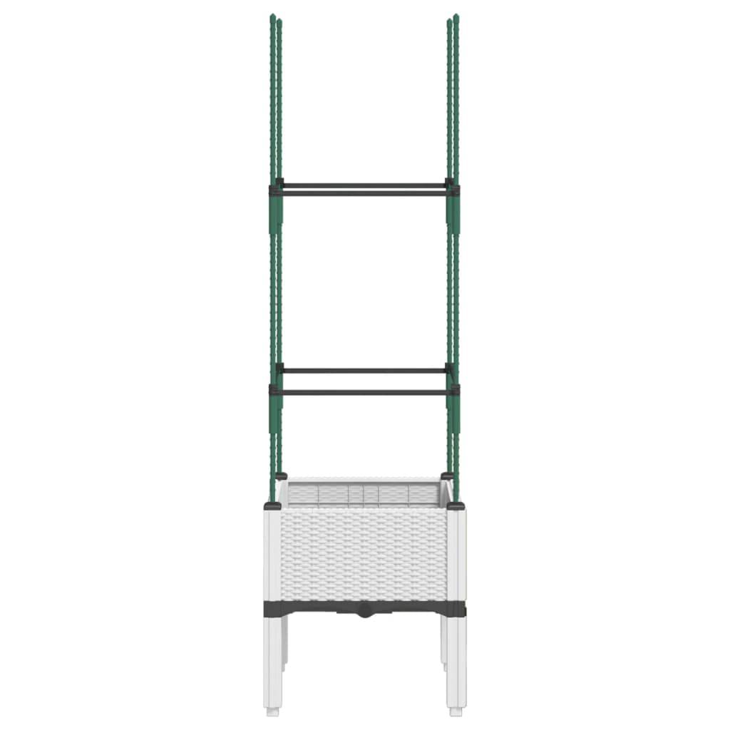 vidaXL Pflanzkübel mit Rankgitter Weiß 40x40x142,5 cm PP